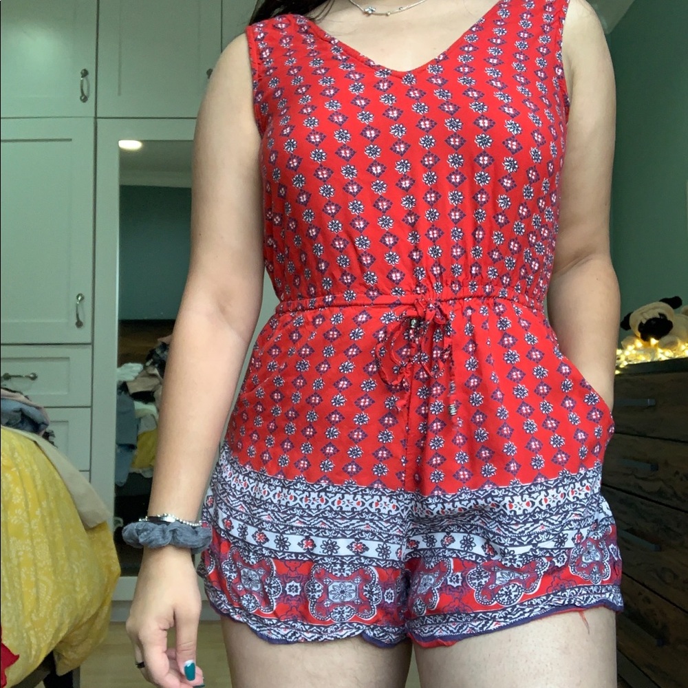 Red pattern romper